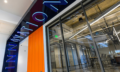 Photo of the entrance to the Innovation Lab at the Harbert College of Business