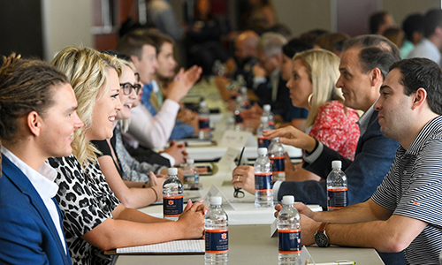 Students participating in the MBA fair