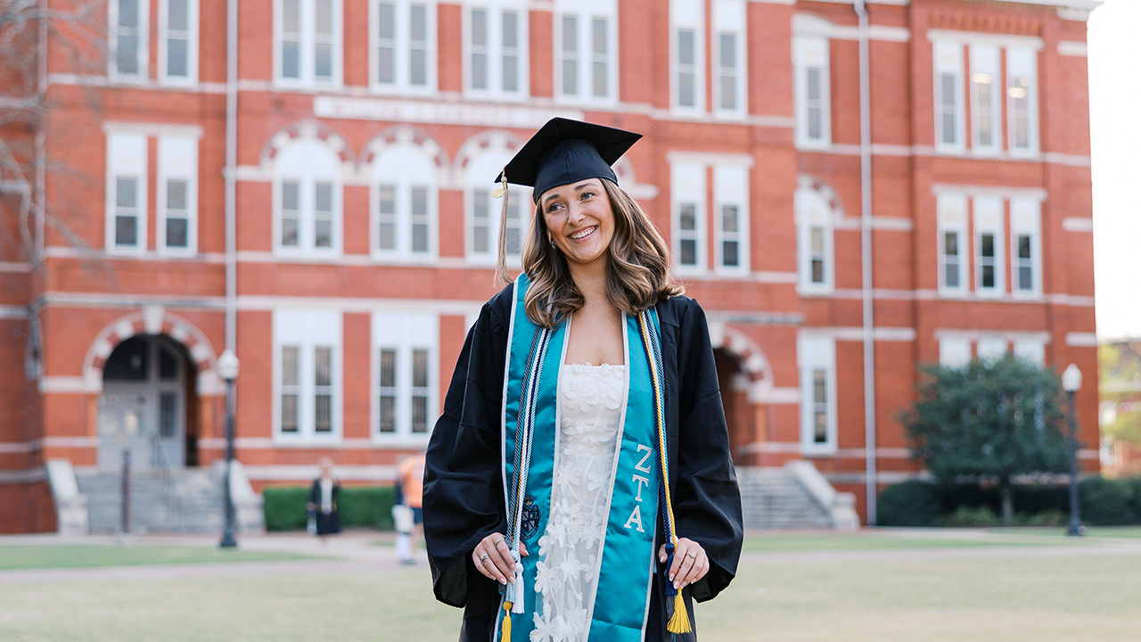 Woman grad in cap and gown