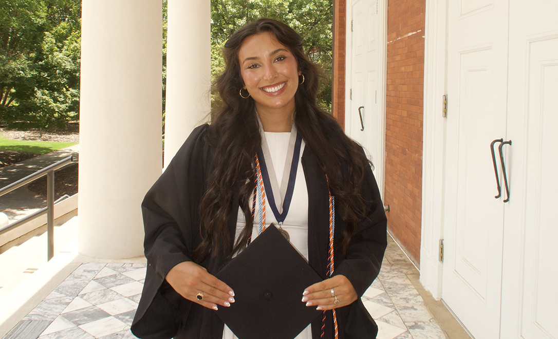 Camilla Zavala in cap and gown