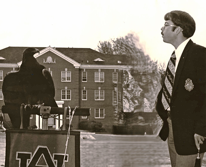 Man looking at eagle