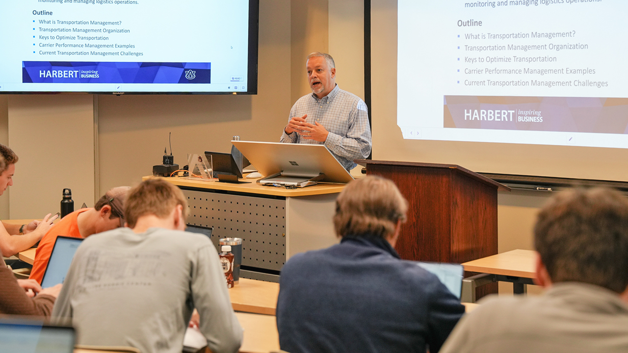 Professor teaching in classroom