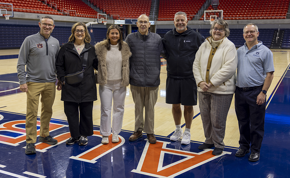 Group of people on basketball court