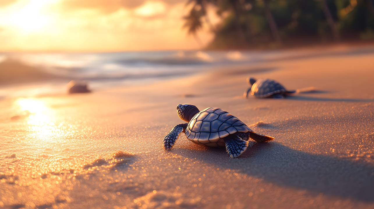 Sea turtles Sea turtle hatchlings on beach