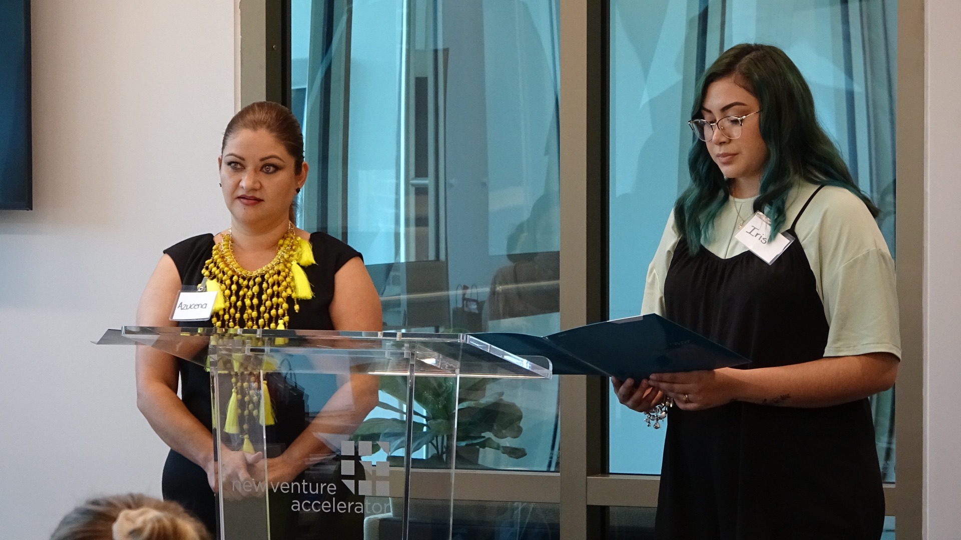 Azucena Santillanes on the left, owner of La Plaza
