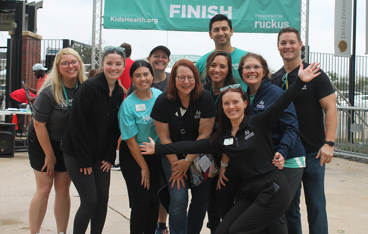 Group of people at finish line of race