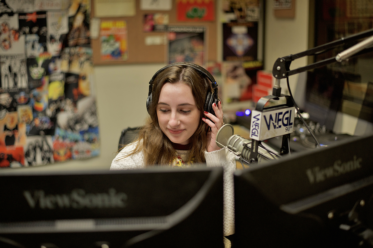 Elizabeth Hobbs on air at WEGL radio