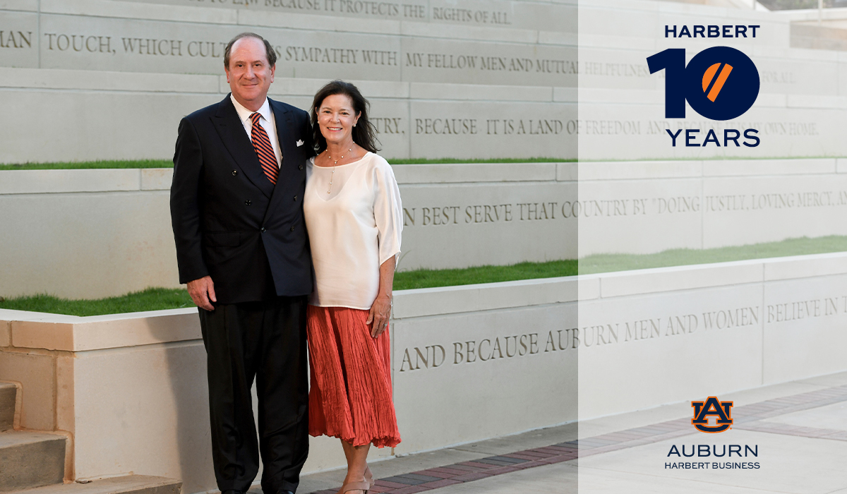 Celebrating the 10 year anniversary of Mr. and Mrs. Raymond J. Harbert's naming gift for the Harbert College of Business.