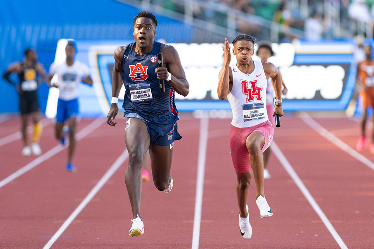 Runner crossing finish line