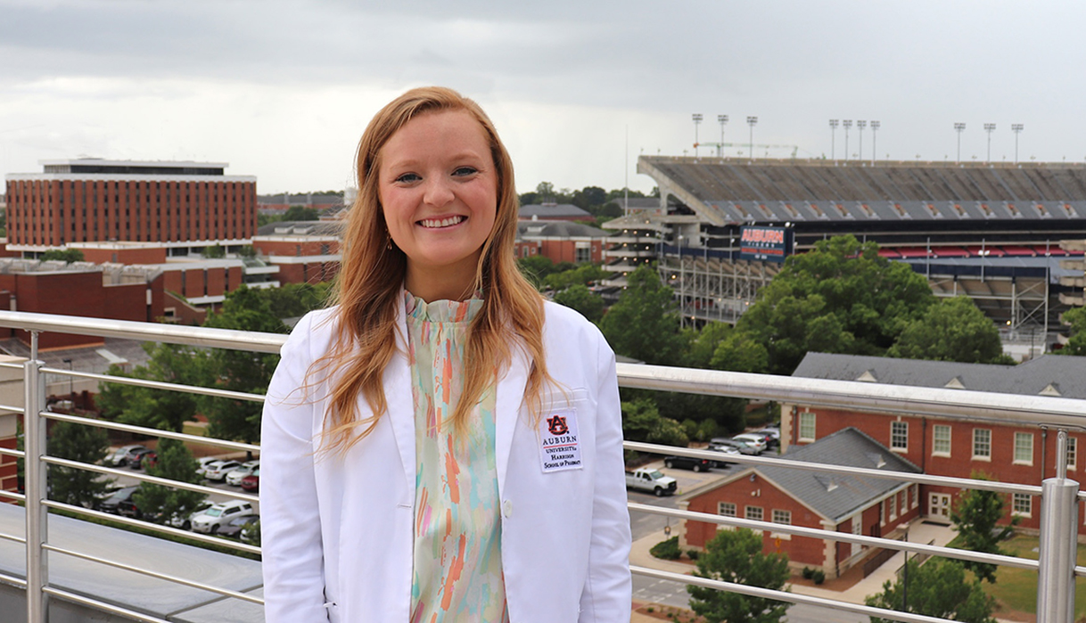 Woman pharmacy student on rooftop