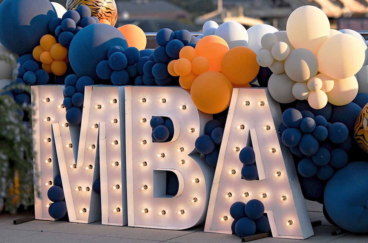Letters spelling MBA sign