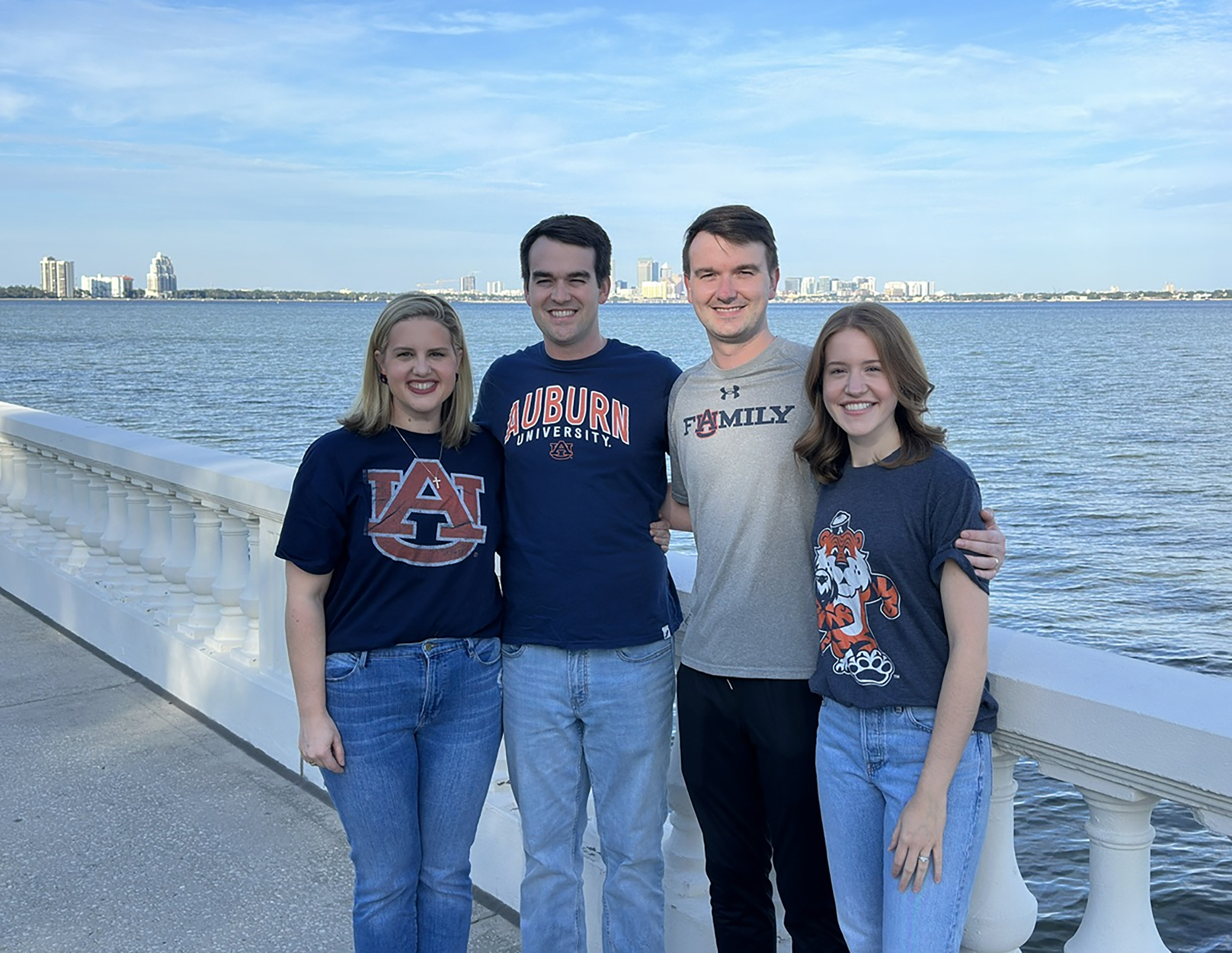 Mynard family members wearing Auburn shirts standing together