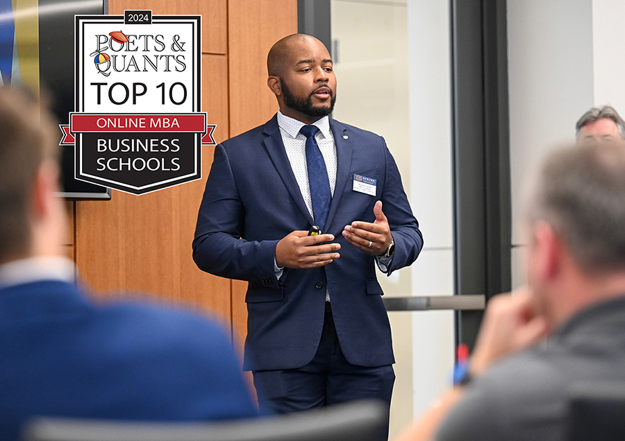 Brandon Smith online MBA student presenting