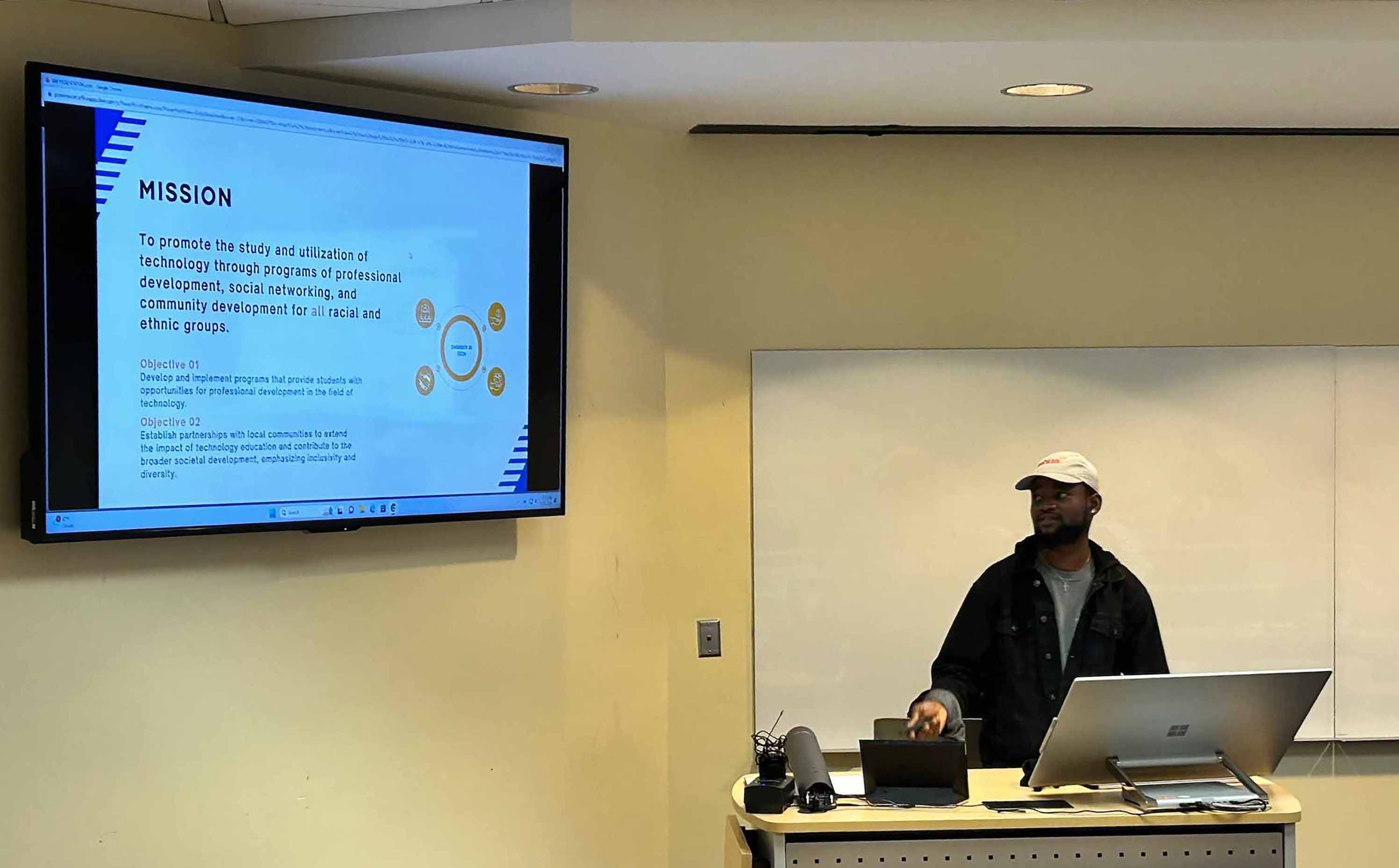 MIT President presenting organization's mission statement