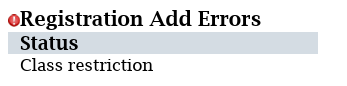 tiger scheduler error display of class restriction